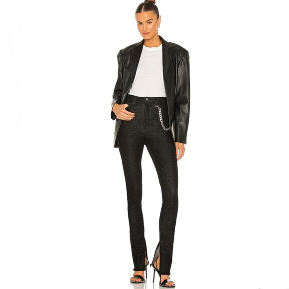 NEW WEWOREWHAT REVOLVE BLACK SLIT HEM JEANS - Picture 8 of 8